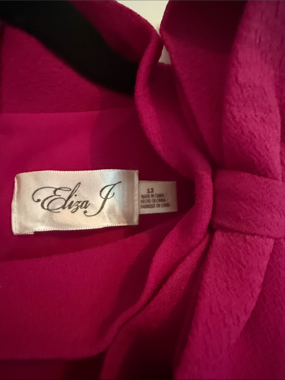 Eliza J Magenta Bow-Neck Long Sleeve Shift Dress - Picture 4 of 6